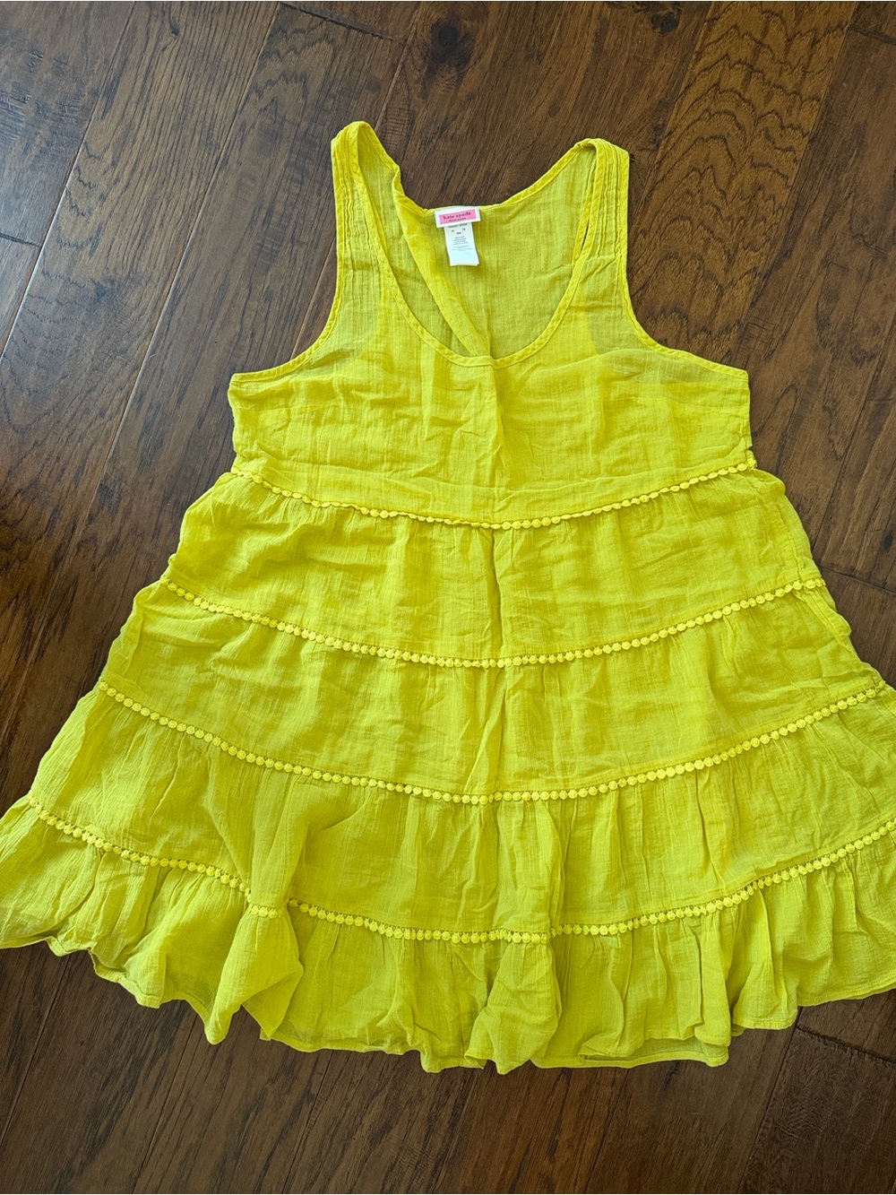kate spade Bright Yellow Tiered Pom-Trim Swim Coverup